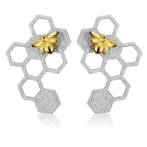 Honeycomb Home Guard Bee Drop Earrings