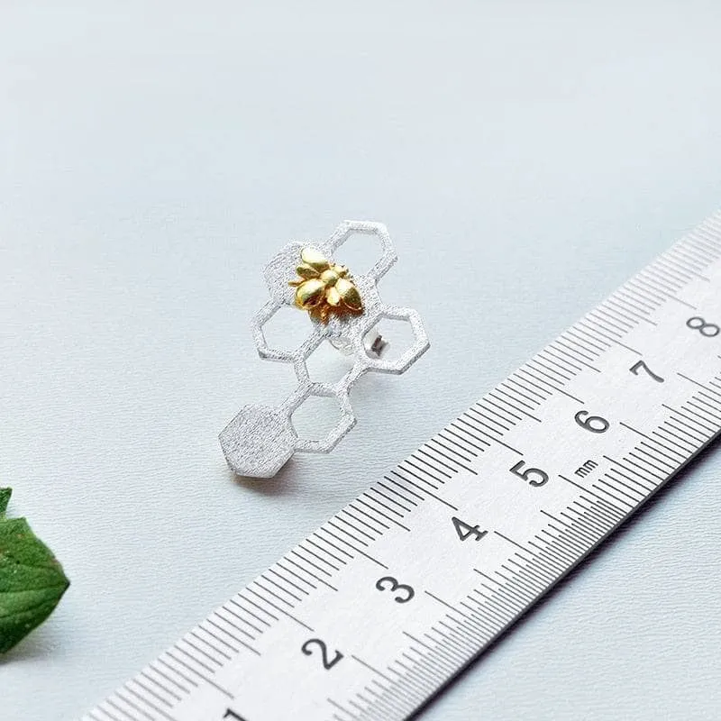 Honeycomb Home Guard Bee Drop Earrings