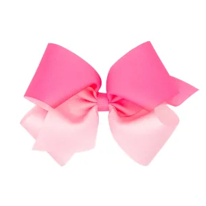 Hot Pink Ombre Color-Block Print Hair Bow on Clippie