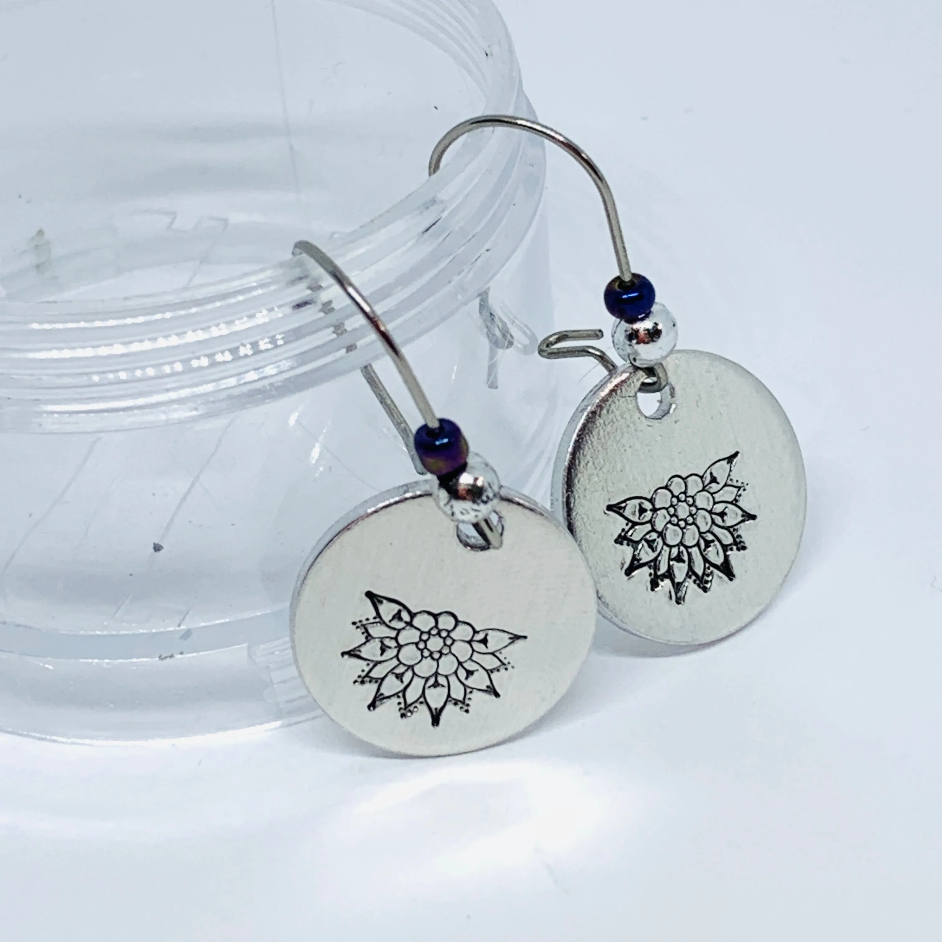 Intricate Mandala - Hand Stamped Earrings