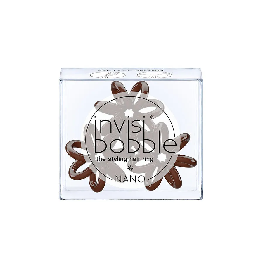 INVISIBOBBLE Nano Pretzel Brown Hair Styling Ring with Strong Grip-Pack of 3