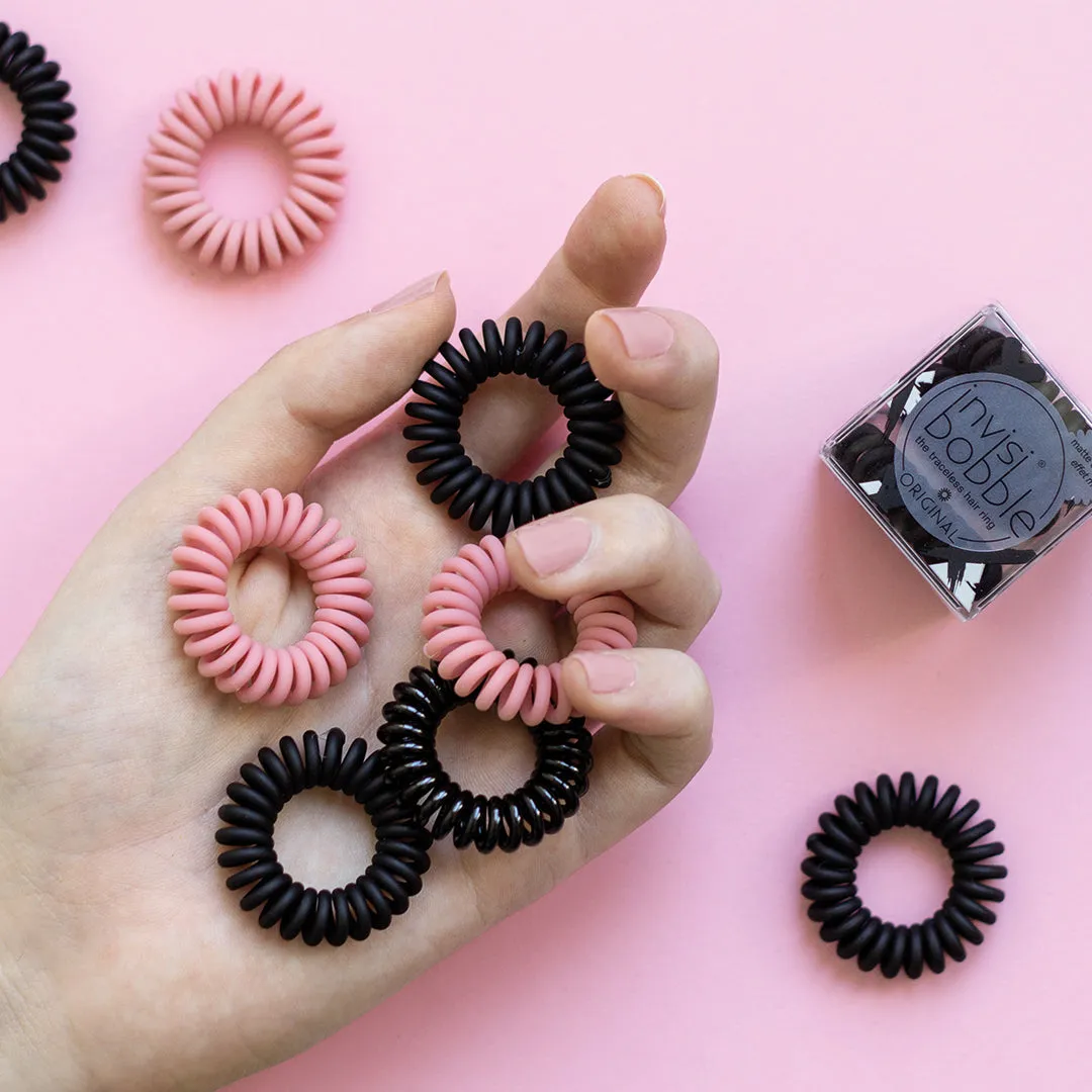 INVISIBOBBLE ORIGINAL Matte - ME, Myselfie and I Hair Ties, 3 Pack - Traceless, Strong Hold, Waterproof - Suitable for All Hair Types