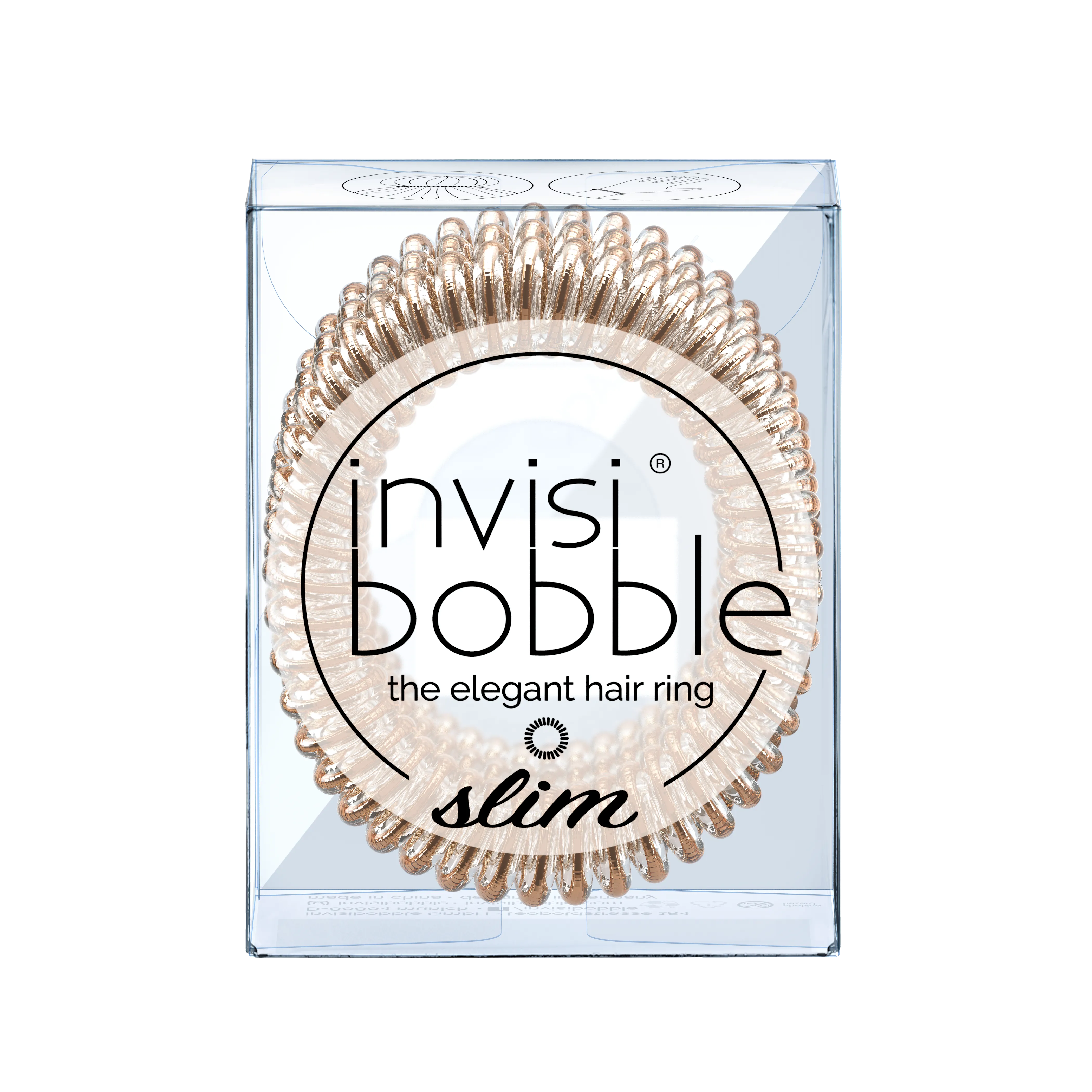INVISIBOBBLE SLIM Bronze Me Pretty Hair Ring Pack of 3 No Kink, Strong Hold, Stylish Bracelet - Suitable for All Hair Types
