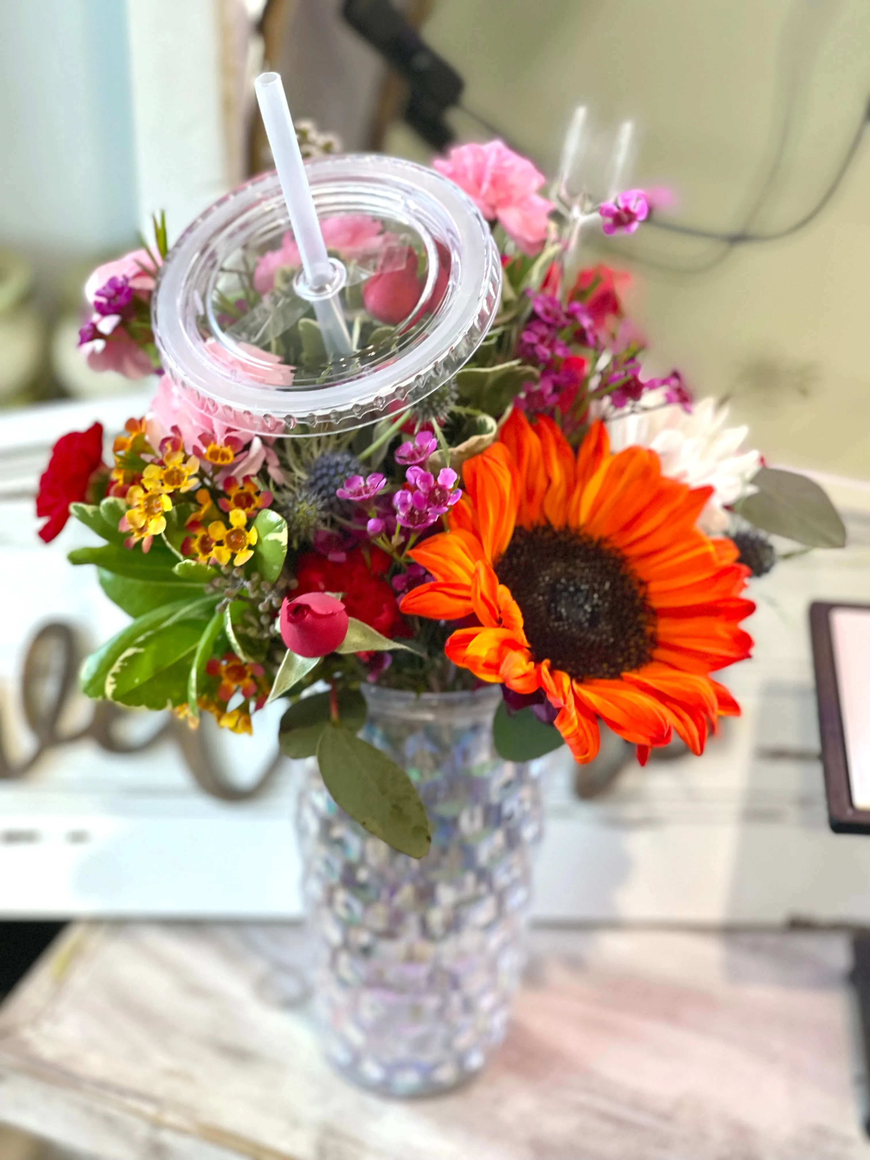Iridescent Studded Tumbler Arrangement