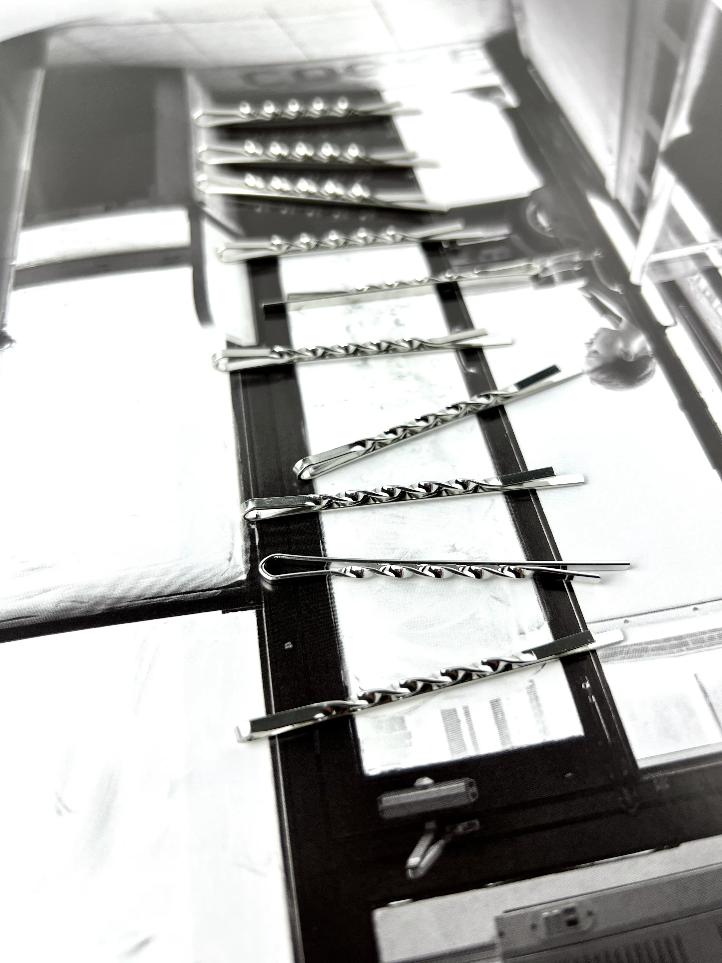 Jade 14k White Gold Hair Pin with Set of Signature Silver Bobby Pins