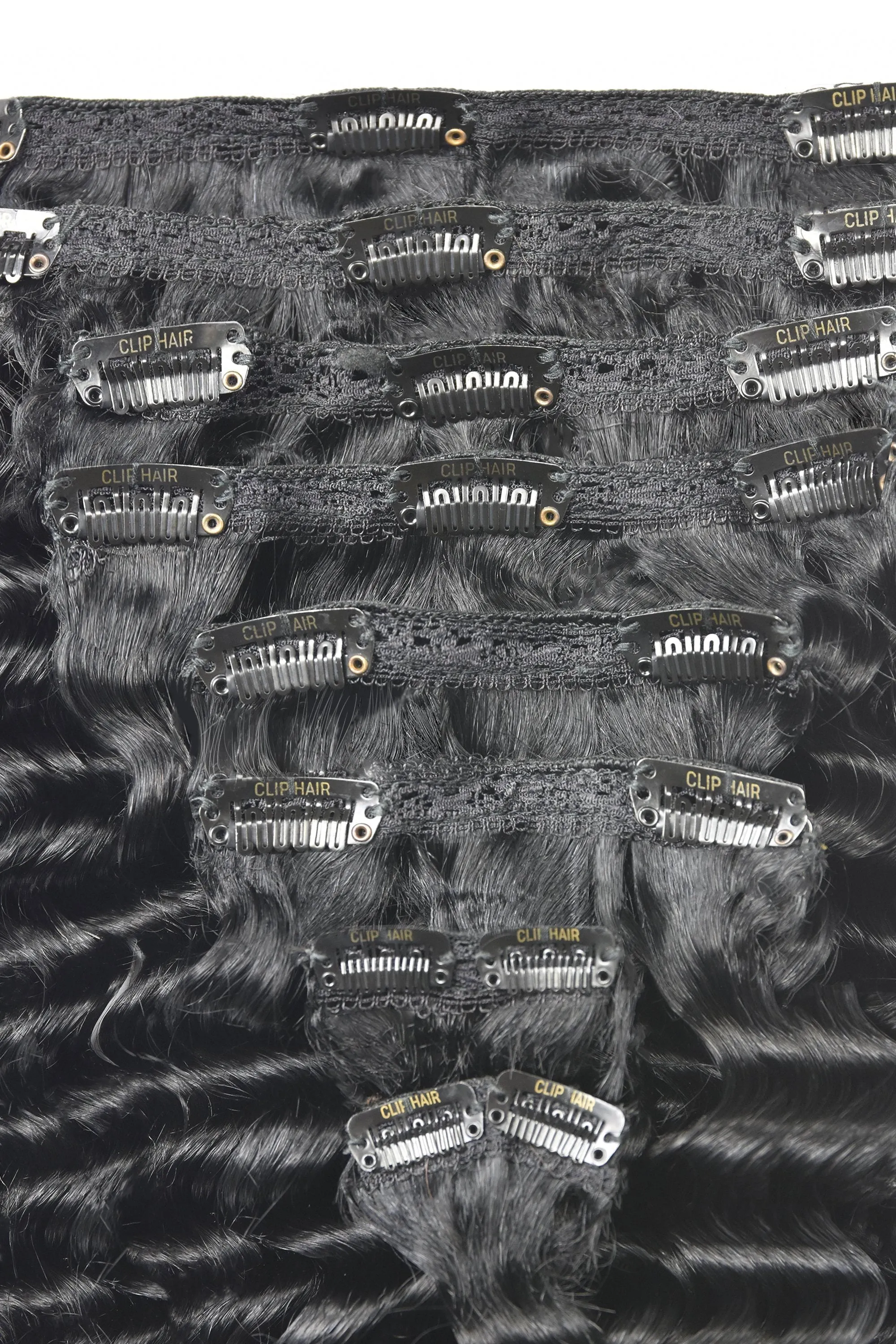 Jet Black (#1) Curly Clip In Hair Extensions