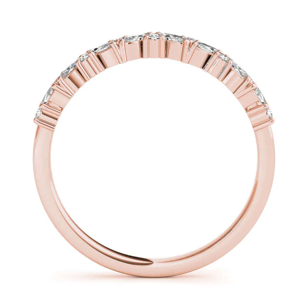 JewelMore 1/3 Carat Marquise Natural Diamond Wedding Band Ring for Women | 14K Gold | Luxury Collection | Natural Diamond | F-G-H/VS-SI Outstanding Collection | 30 Day Free Return