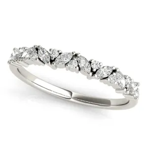 JewelMore 1/3 Carat Marquise Natural Diamond Wedding Band Ring for Women | 14K Gold | Luxury Collection | Natural Diamond | F-G-H/VS-SI Outstanding Collection | 30 Day Free Return
