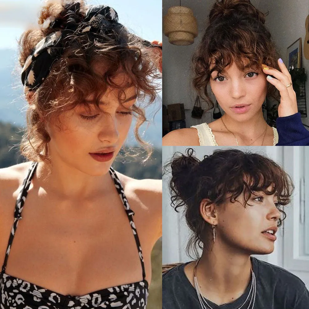 Judy - 100% Human Hair curly hair air bangs