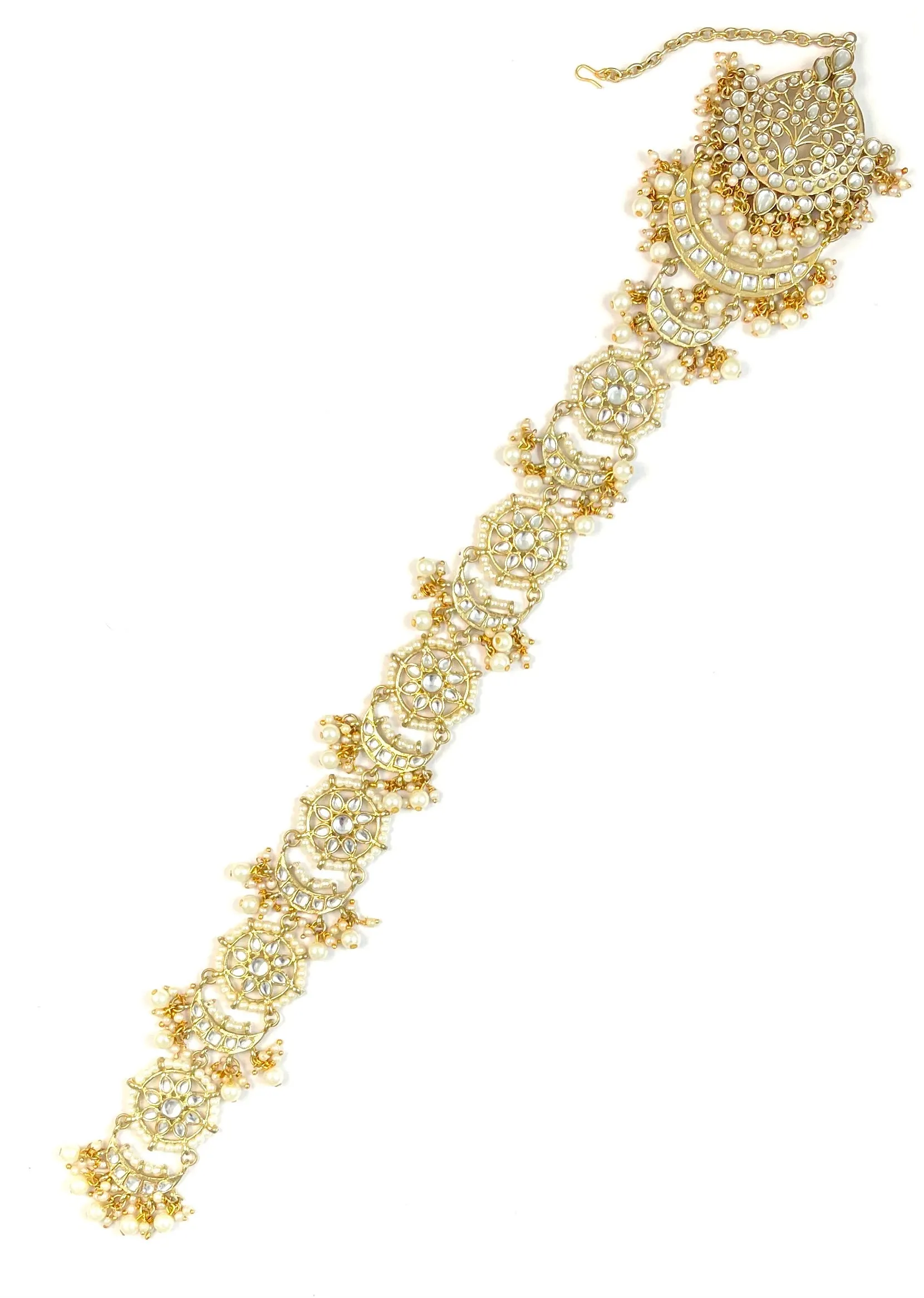 Karatcart Gold Plated Floral Handcrafted Kundan Bridal Wedding Hair Braid Choti