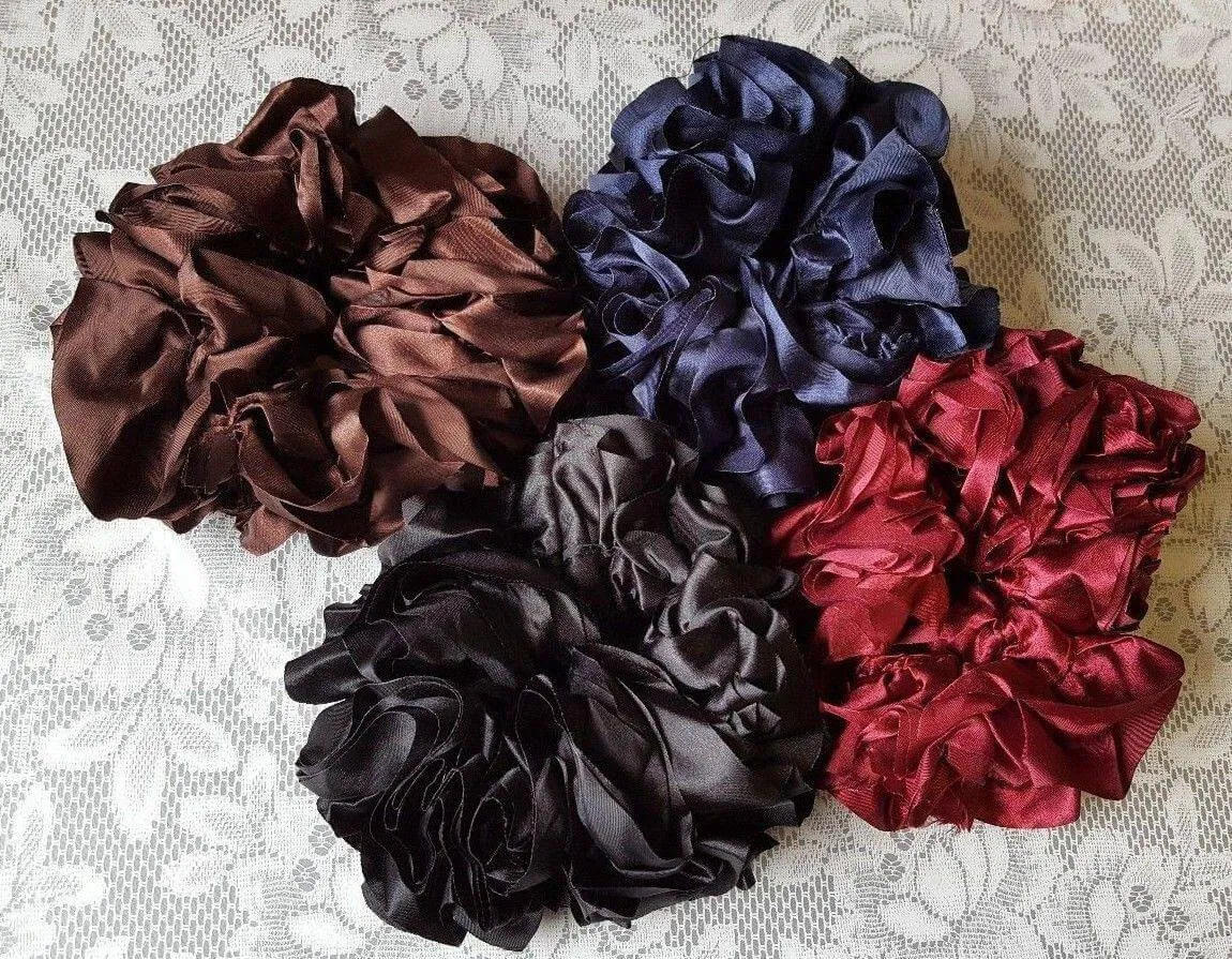 Khaleeji Volumizer Shiny Scrunchie Large Maxi Flower Hair Tie Bun Scarf
