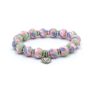 Kids Clay Bead Bracelet With Heart Charm