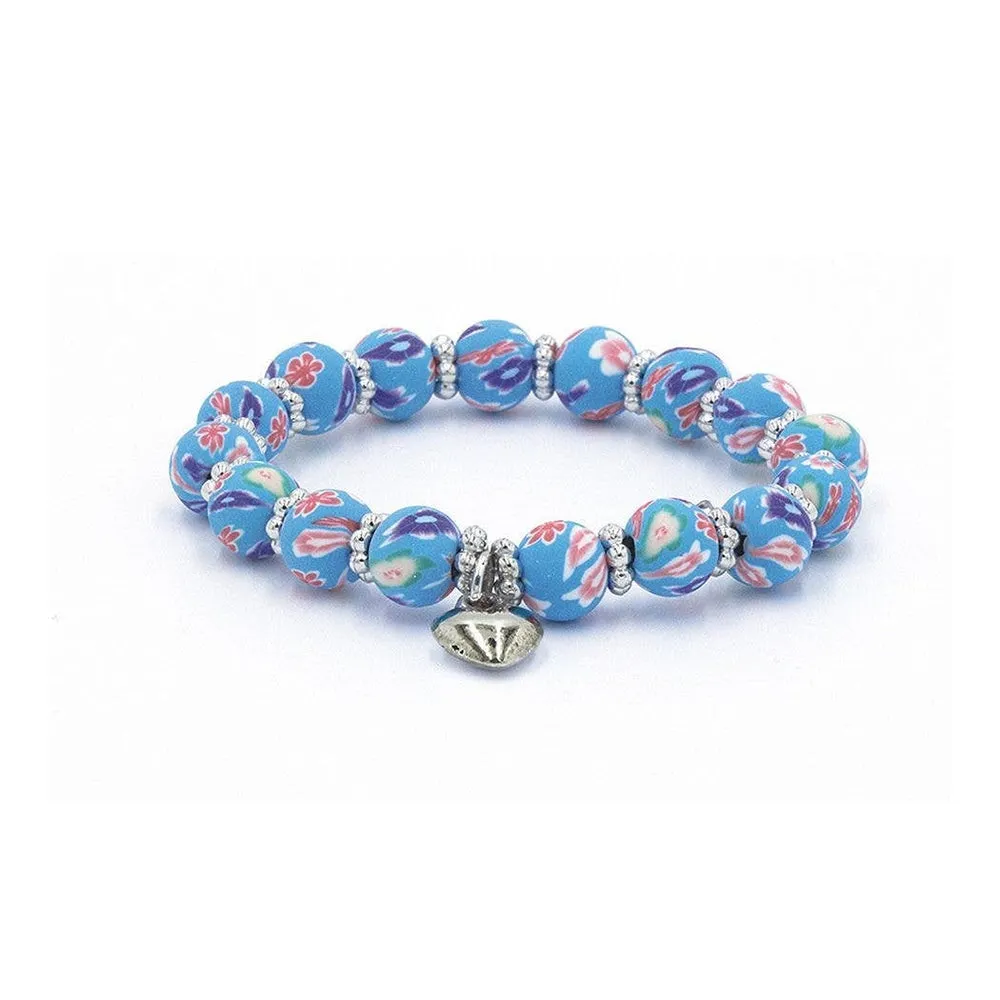 Kids Clay Bead Bracelet With Heart Charm