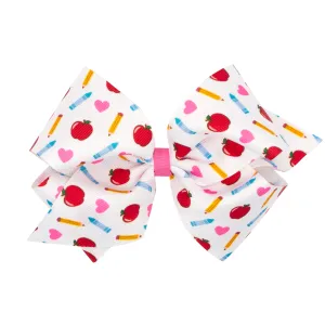 King School Print Bow - Apples & Pencils