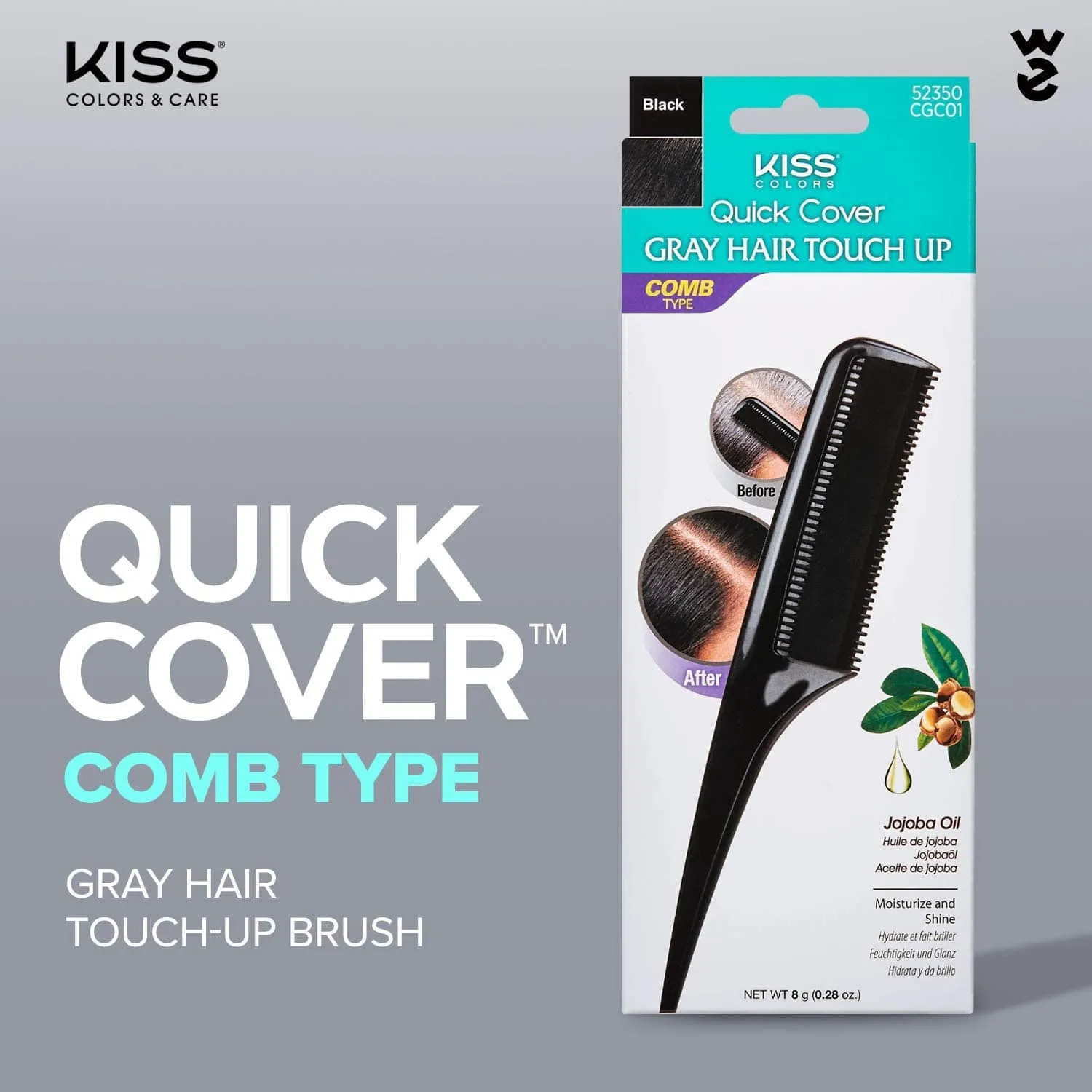 Kiss Quick Cover - Peigne à cheveux colorant & couvrant cheveux blancs "Kiss Quick Cover Gray Hair Touch Up Comb" - 20g Plusieurs couleurs