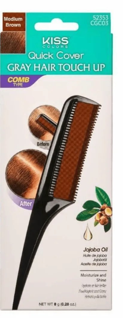 Kiss Quick Cover - Peigne à cheveux colorant & couvrant cheveux blancs "Kiss Quick Cover Gray Hair Touch Up Comb" - 20g Plusieurs couleurs