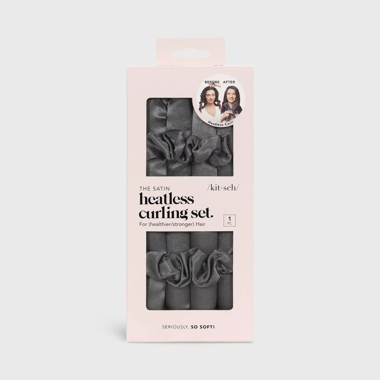 KITSCH Satin Heatless Curling Set - Charcoal