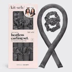KITSCH Satin Heatless Curling Set - Charcoal