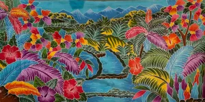 Large Bali Batik Panel/Sarong - Floral - 1 LEFT!