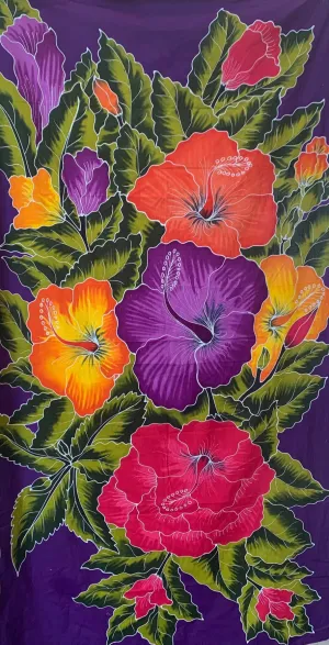 Large Bali Batik Panel/Sarong - Hibiscus - 2 LEFT!