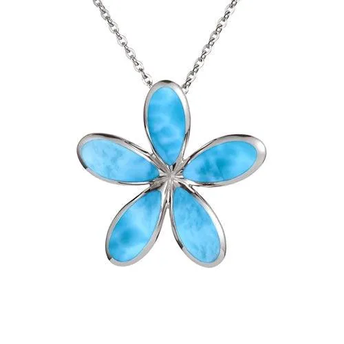 Larimar Pikake Flower Pendant