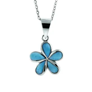 Larimar Plumeria Flower Pendant