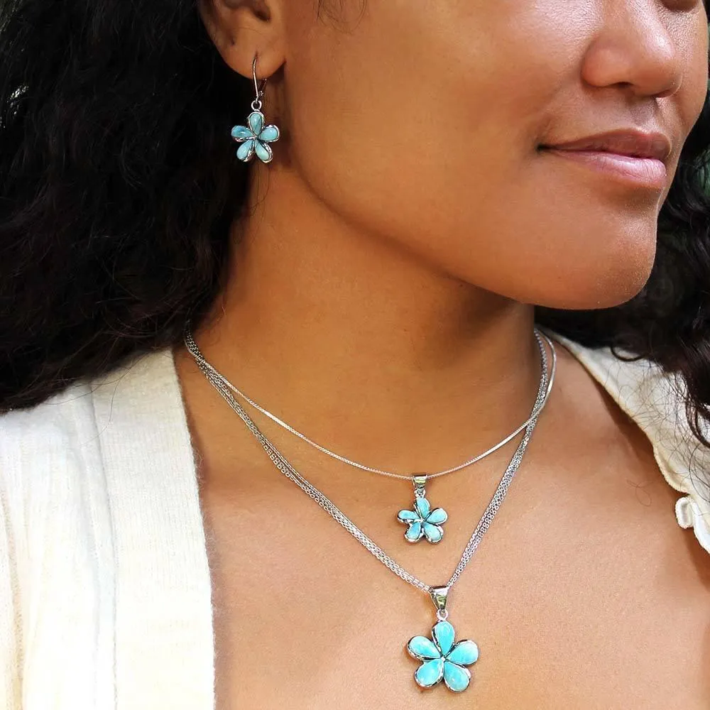 Larimar Plumeria Flower Pendant