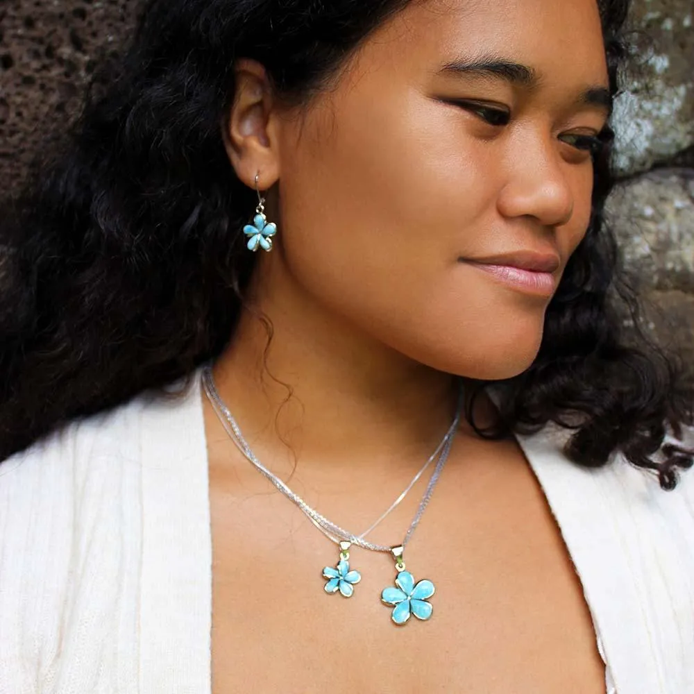 Larimar Plumeria Flower Pendant