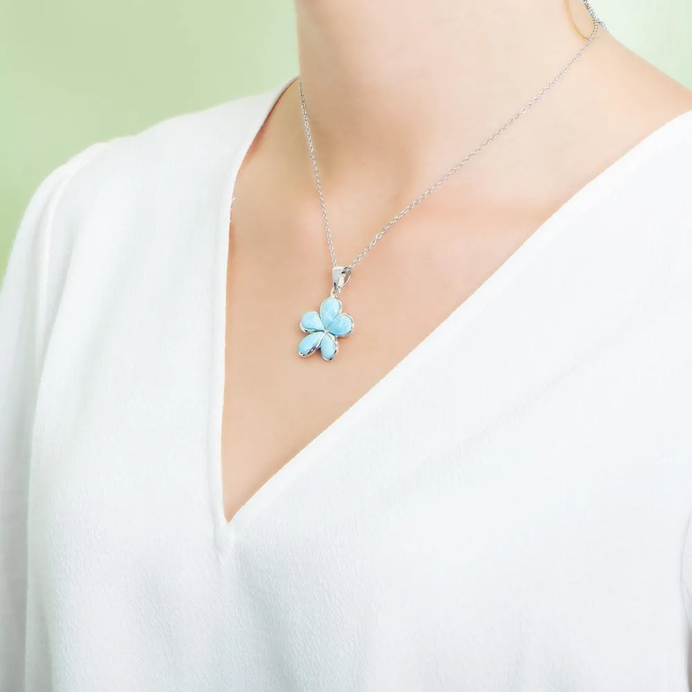 Larimar Plumeria Flower Pendant