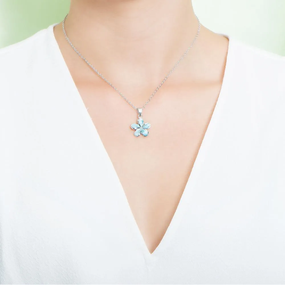 Larimar Plumeria Flower Pendant