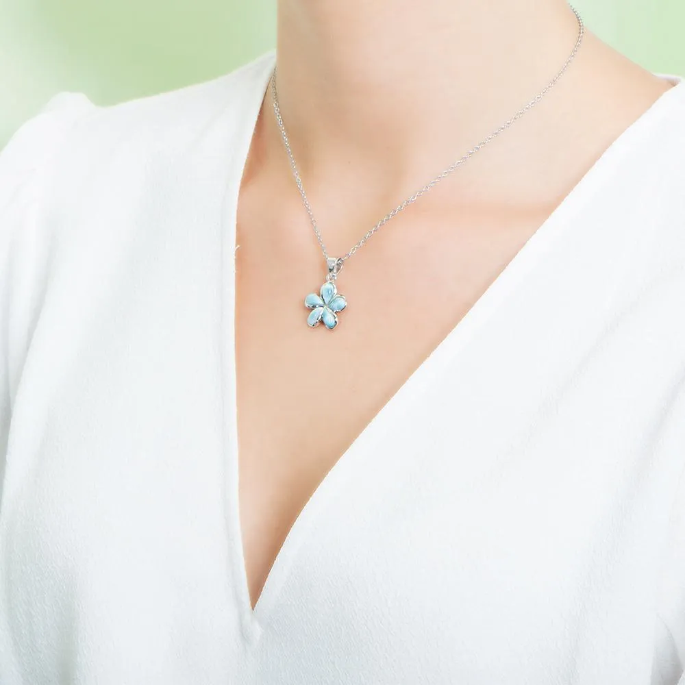 Larimar Plumeria Flower Pendant