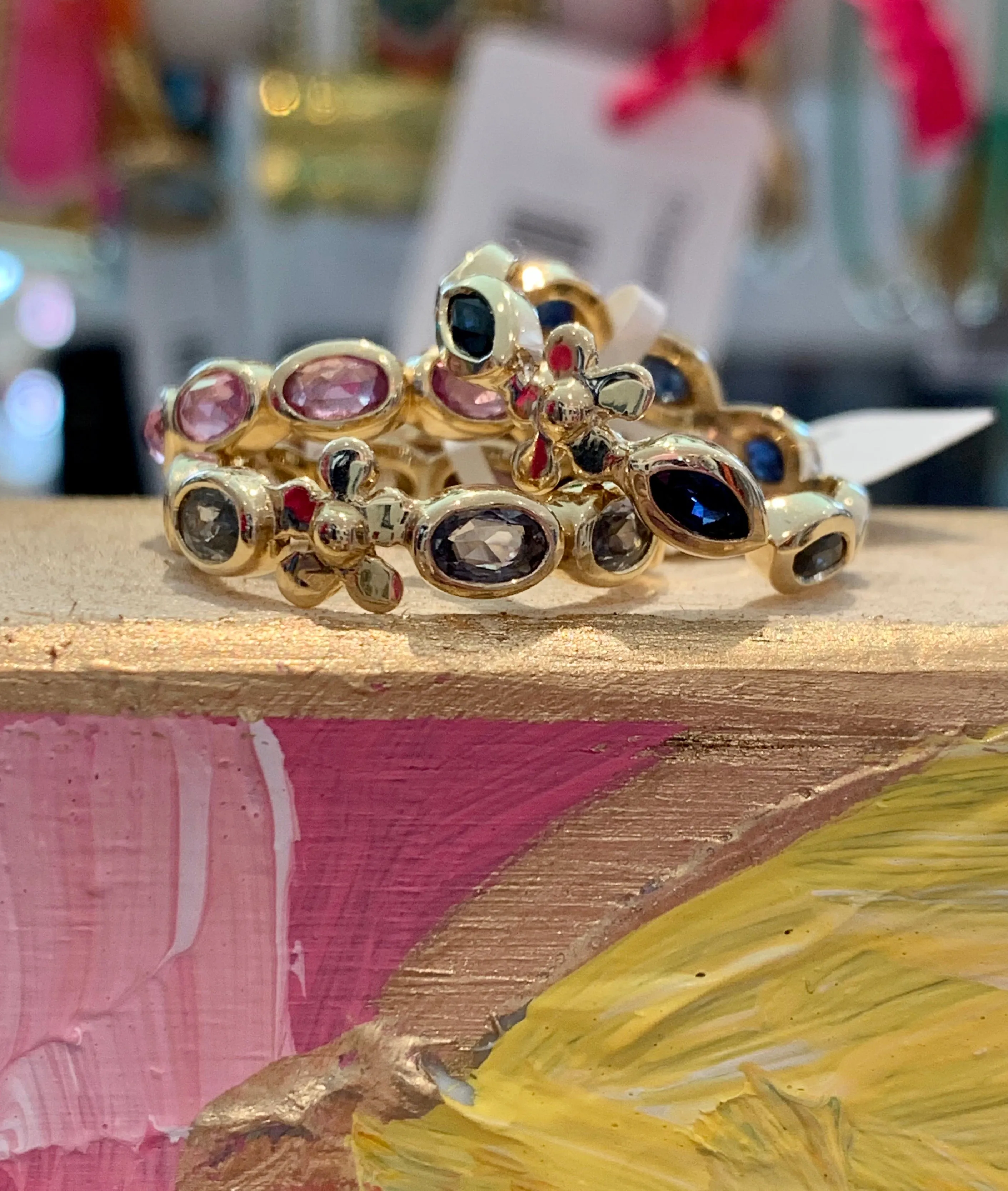 Lavender Anniversary Band with Blue Sapphires