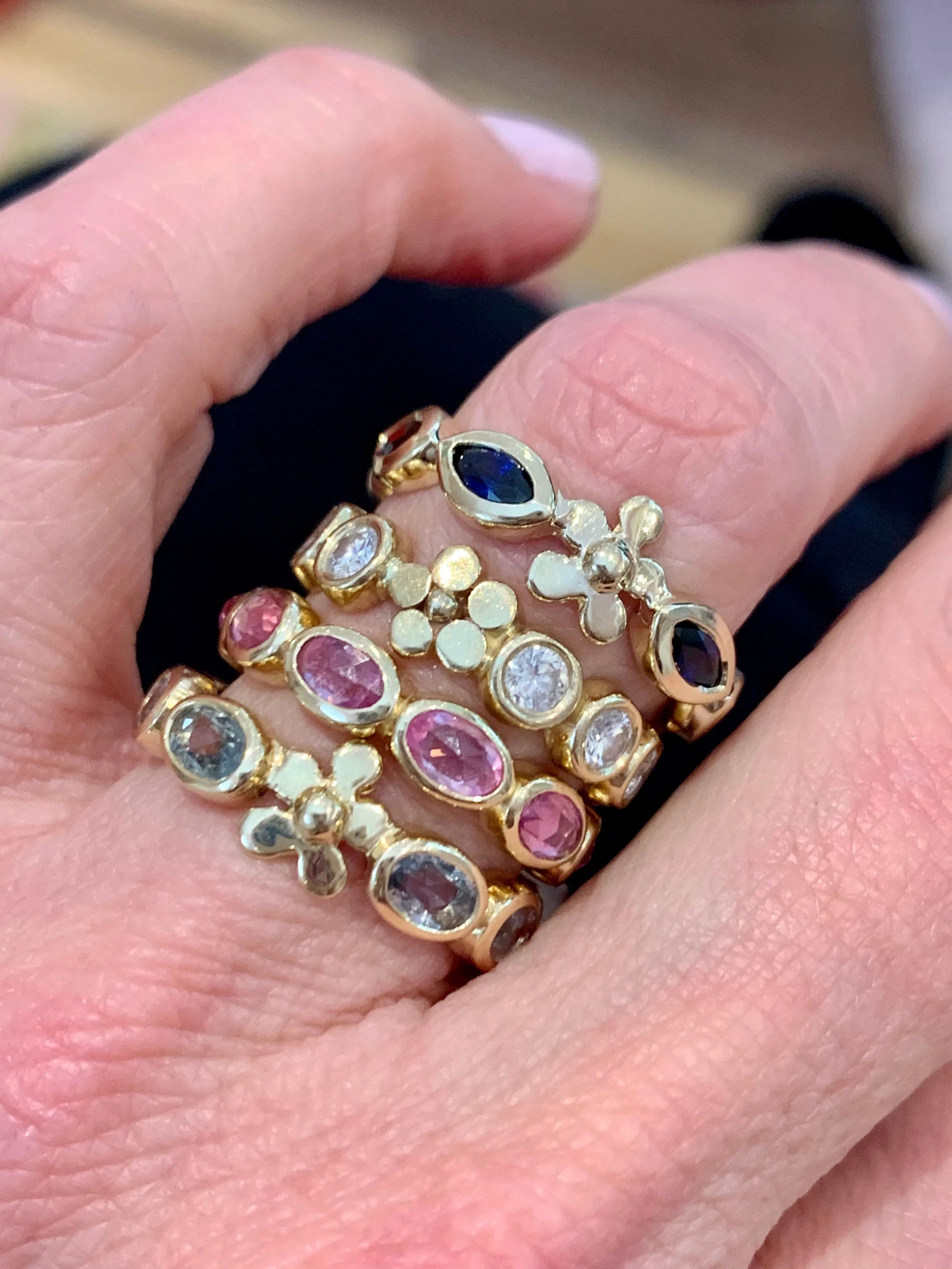 Lavender Anniversary Band with Blue Sapphires