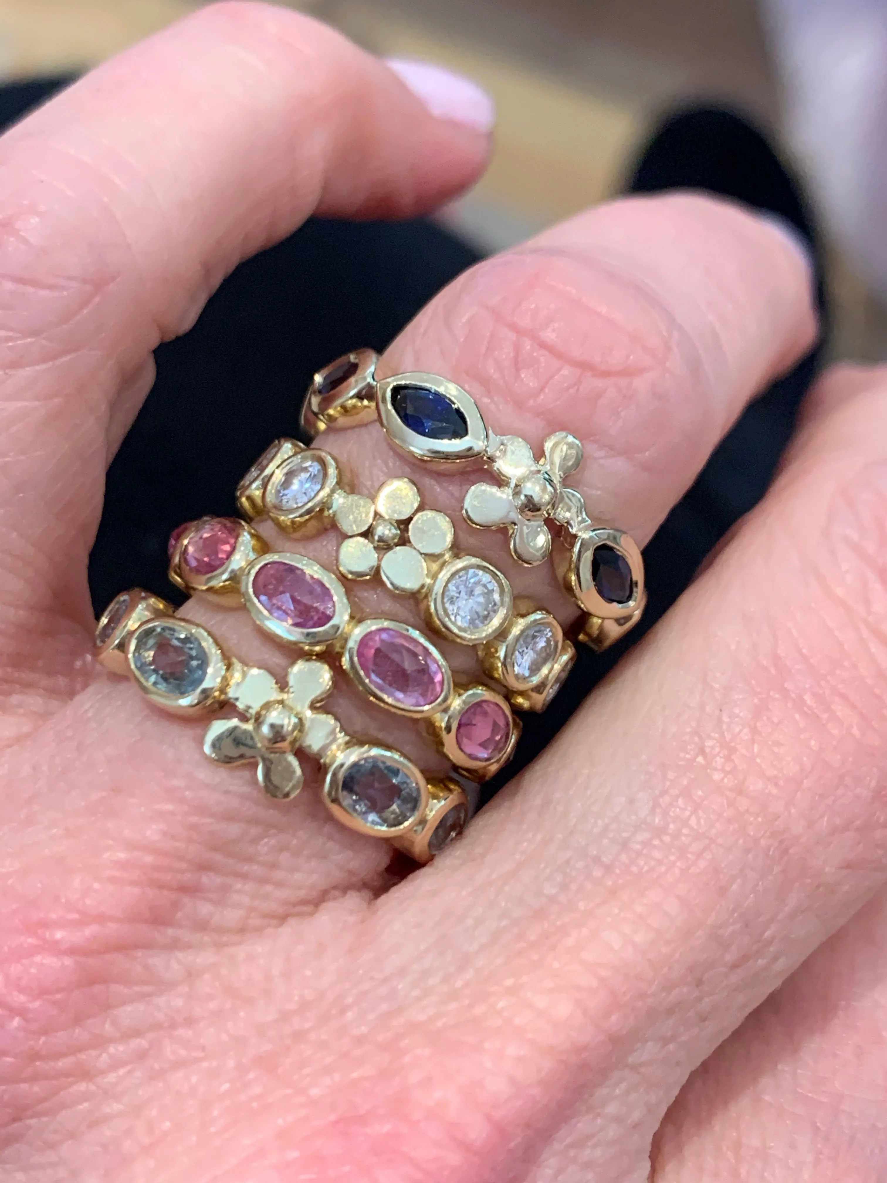Lavender Anniversary Band with Blue Sapphires