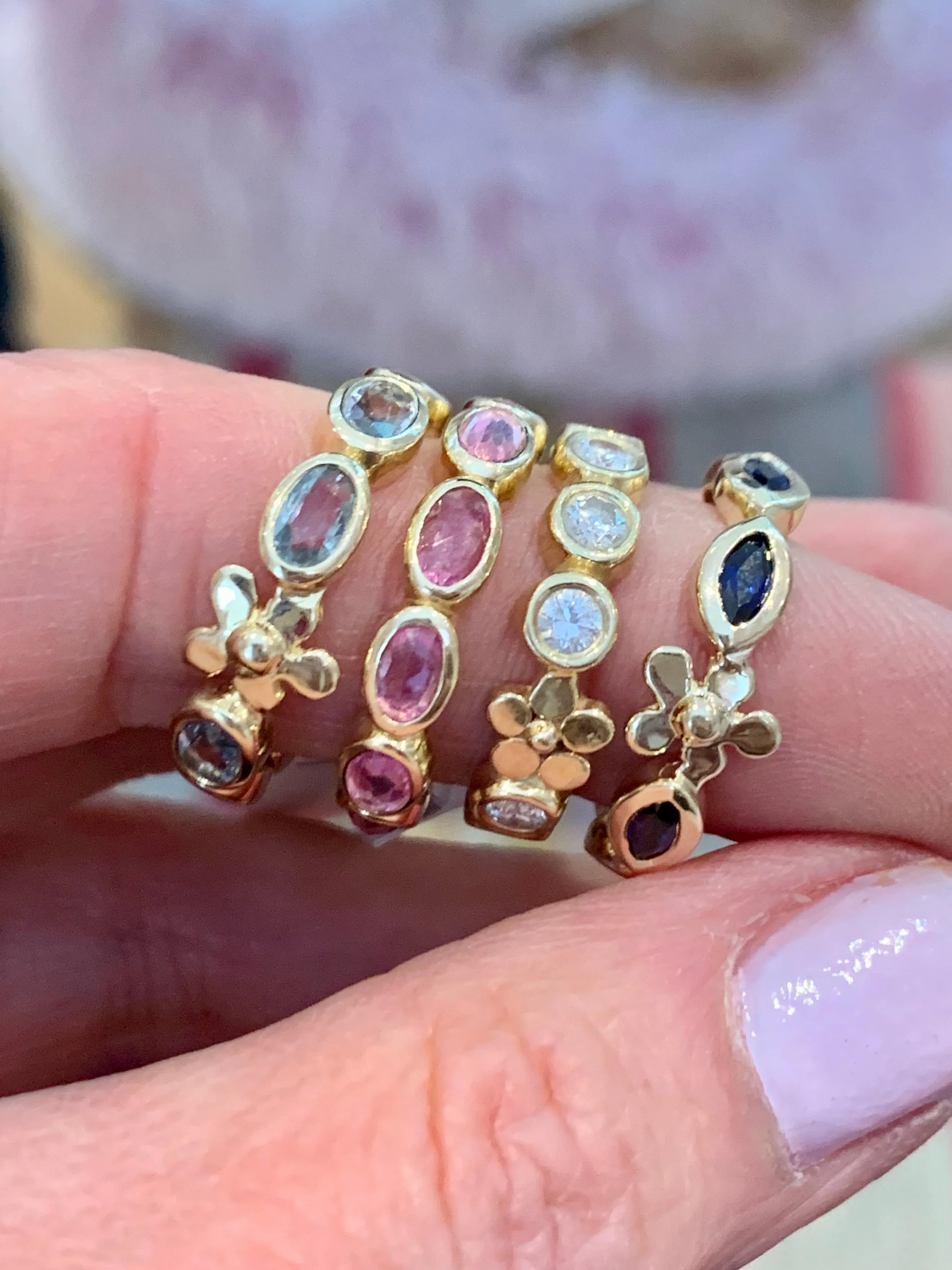 Lavender Anniversary Band with Blue Sapphires