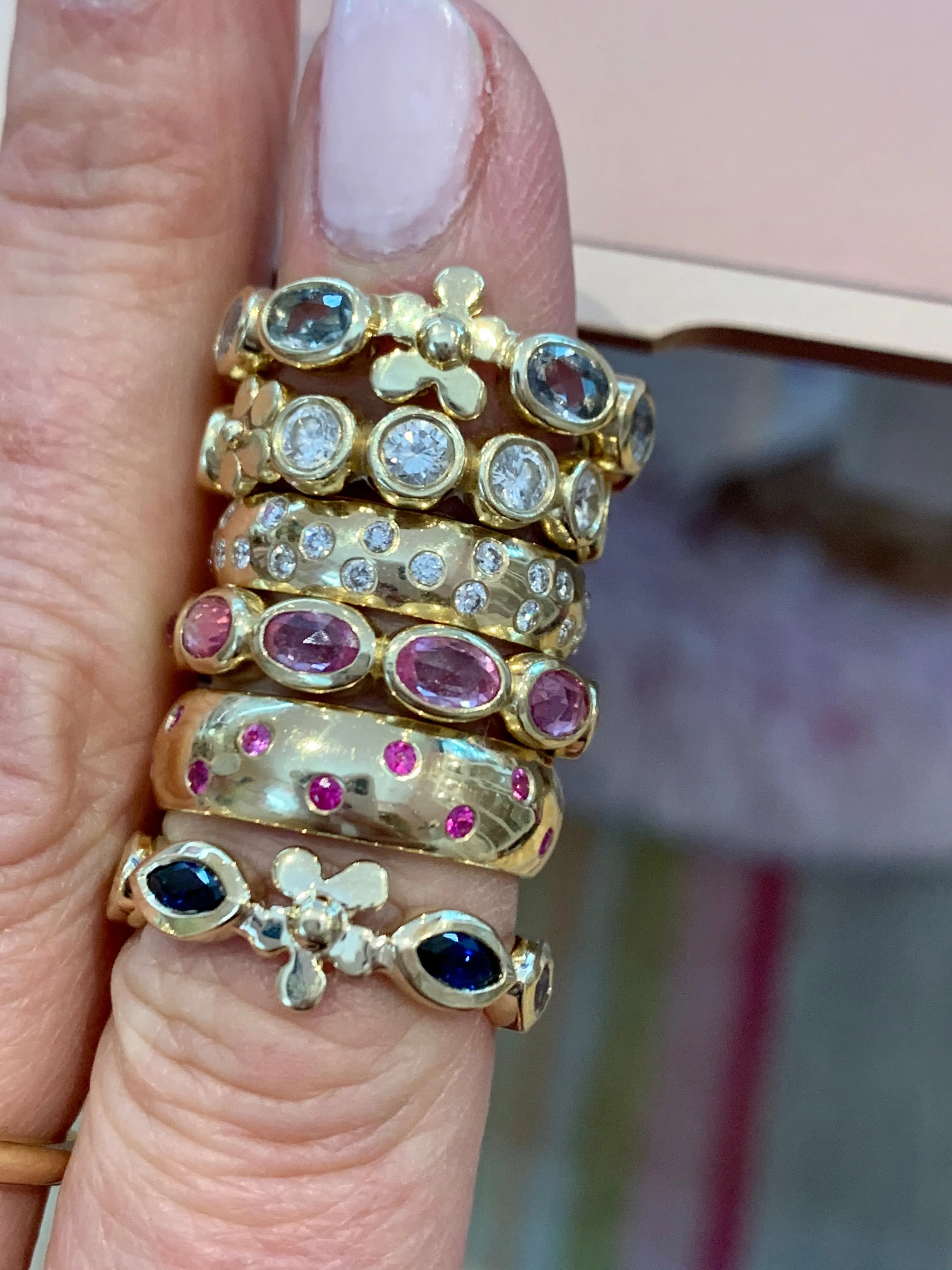 Lavender Anniversary Band with Blue Sapphires