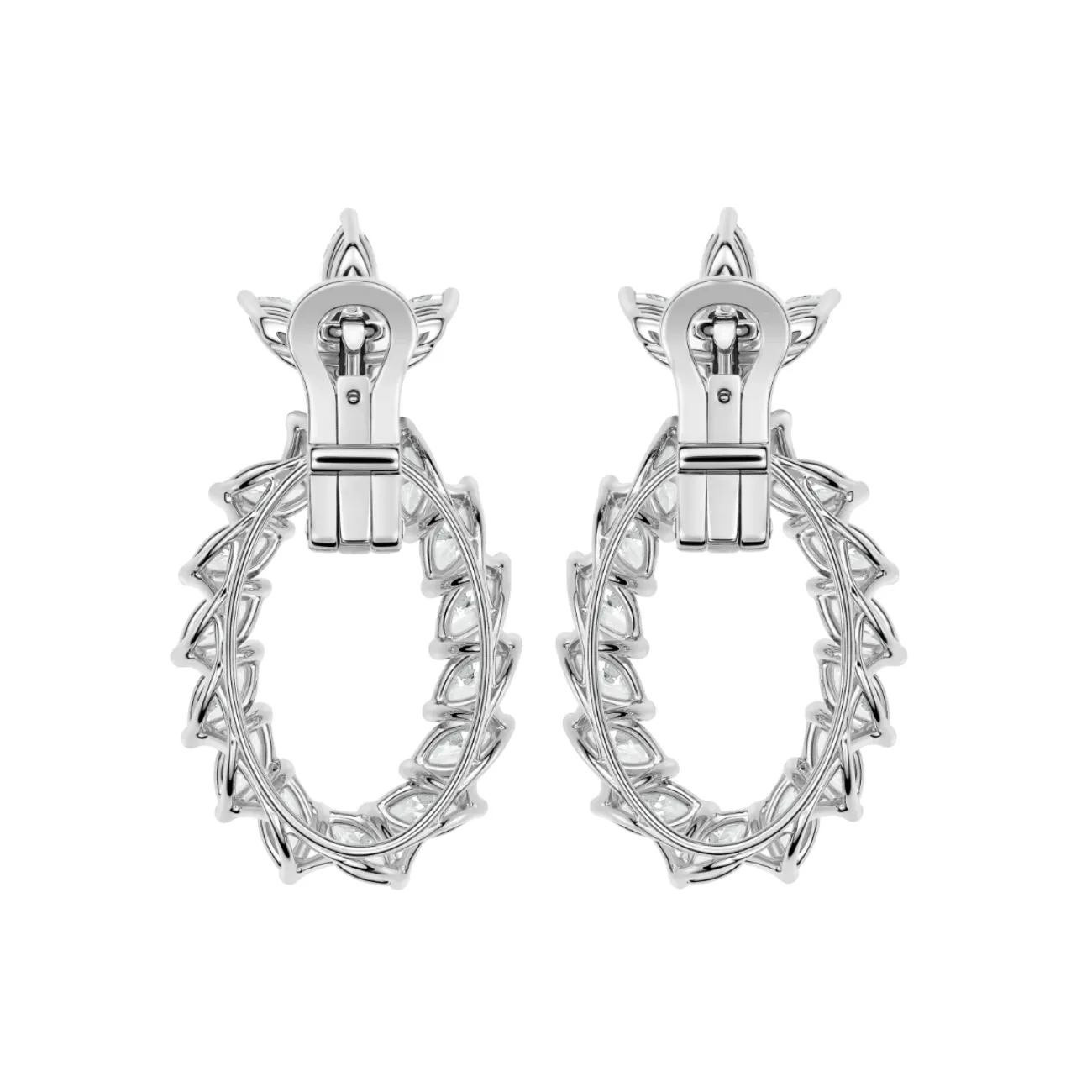 L'Heure Du Diamant Marquise Ethical White Gold Dangling Diamond Pavé Earrings