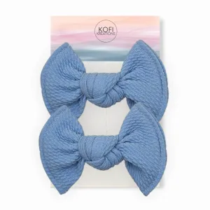 Light Blue Knot Hair Bows