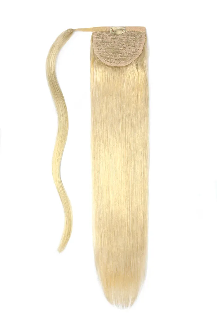Lightest Blonde (#60) Straight Up Wrap Around Ponytail Extension