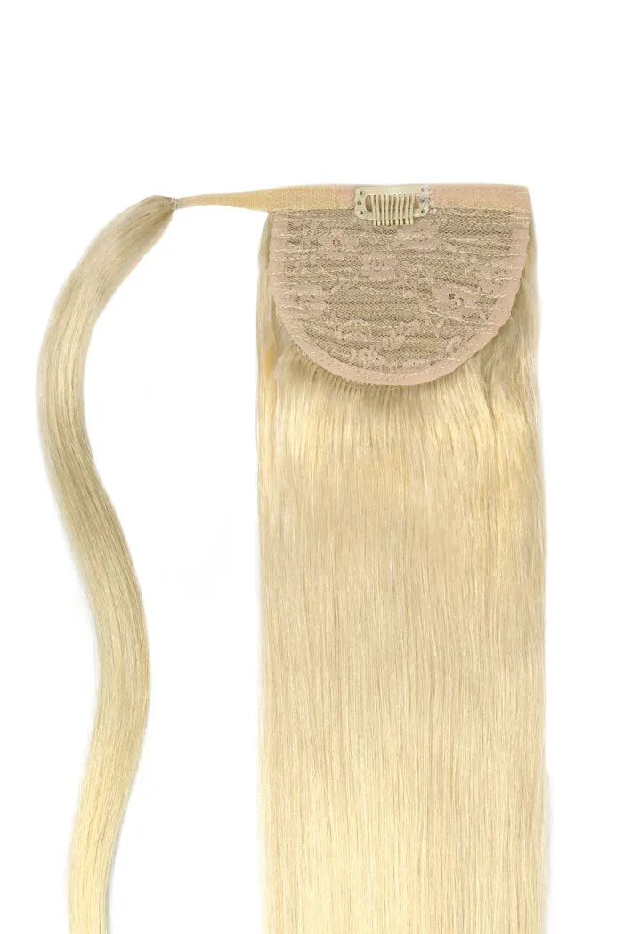 Lightest Blonde (#60) Straight Up Wrap Around Ponytail Extension