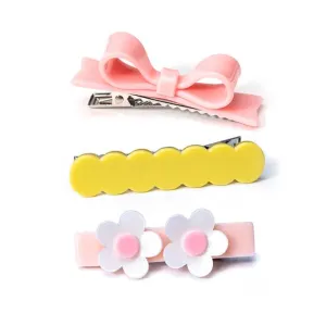 Lilies & Roses Three Combo Flowers Lt Pink Bowtie Alligator Clip Set