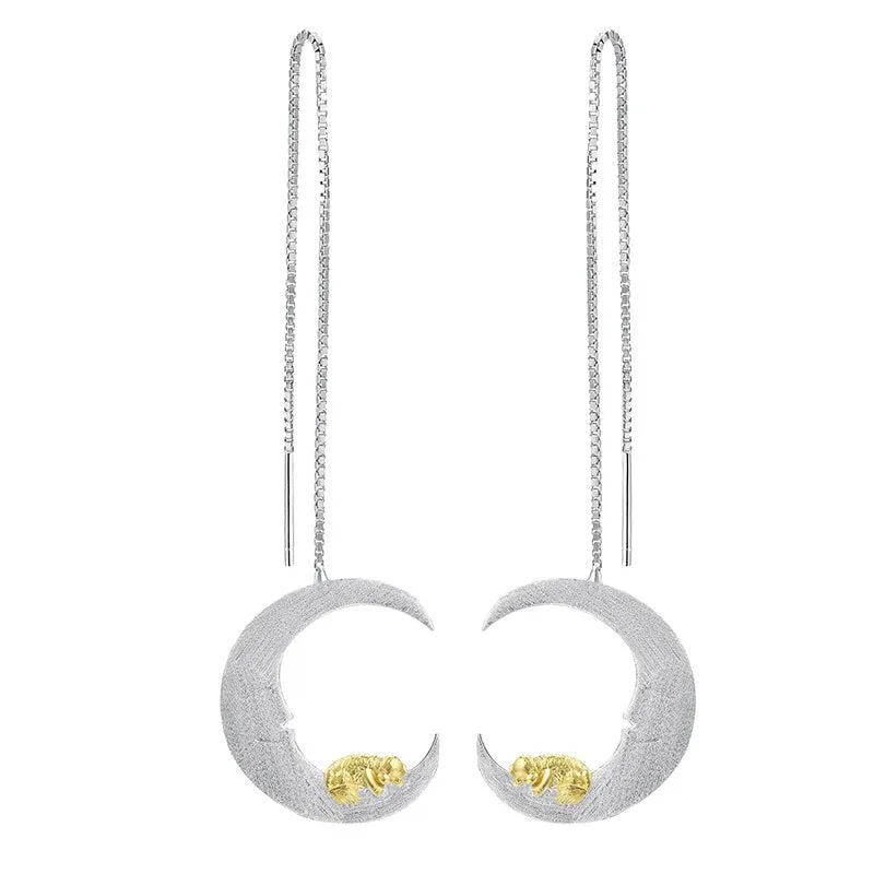 Little Puppy & Moon Dangle Earrings