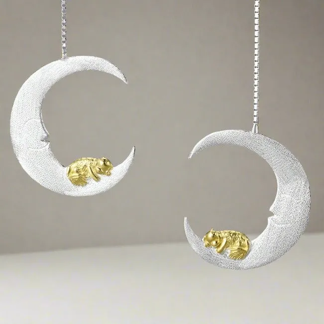 Little Puppy & Moon Dangle Earrings