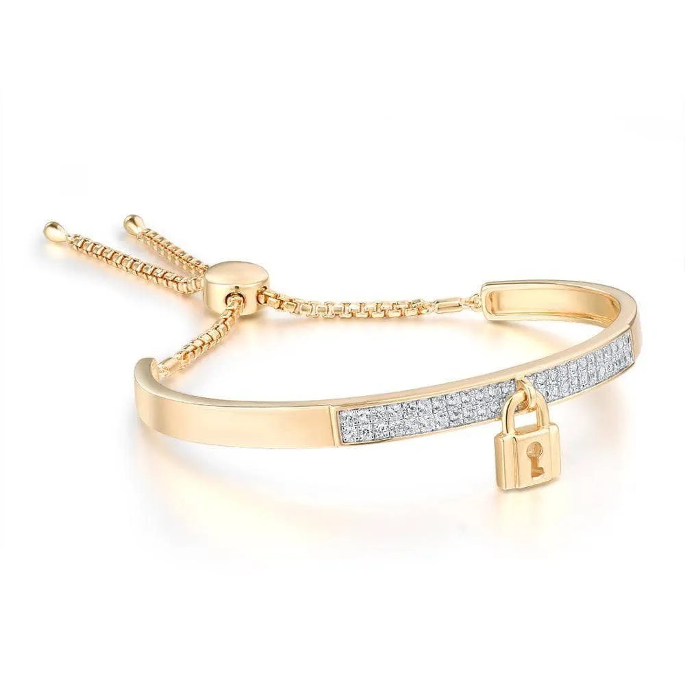 Lock & Diamond Adjustable Bolo Bracelet