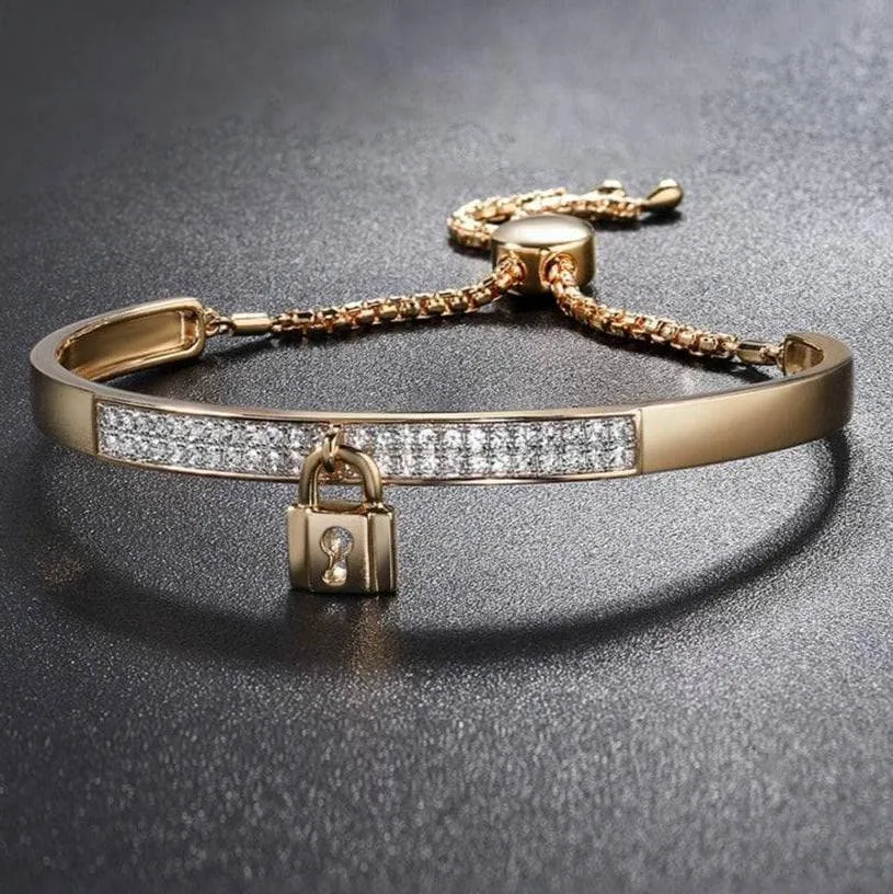 Lock & Diamond Adjustable Bolo Bracelet