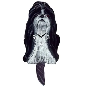 Long Hair Shih Tzu Dog Wagging Pendulum Clock
