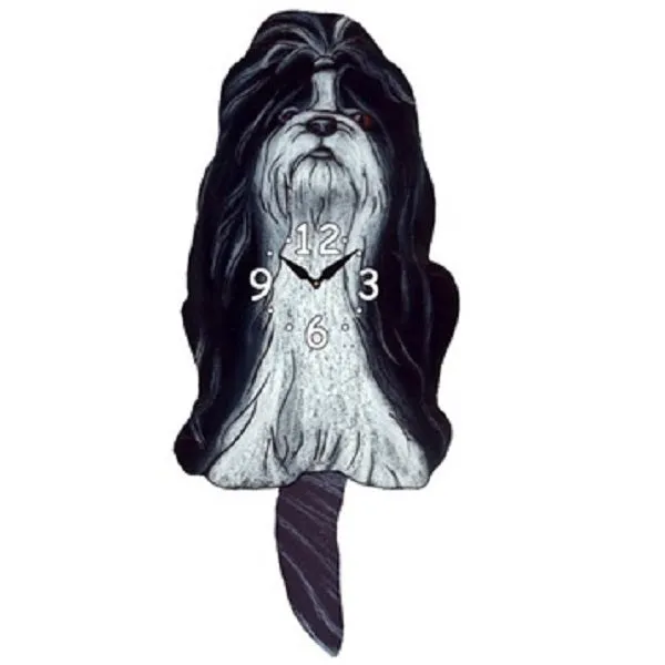 Long Hair Shih Tzu Dog Wagging Pendulum Clock