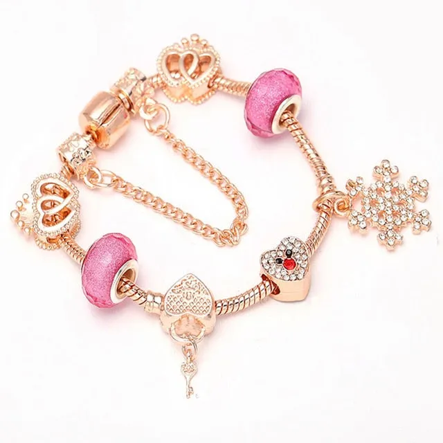 Luxury Bracelet Unique Rose Gold Crystal Charm