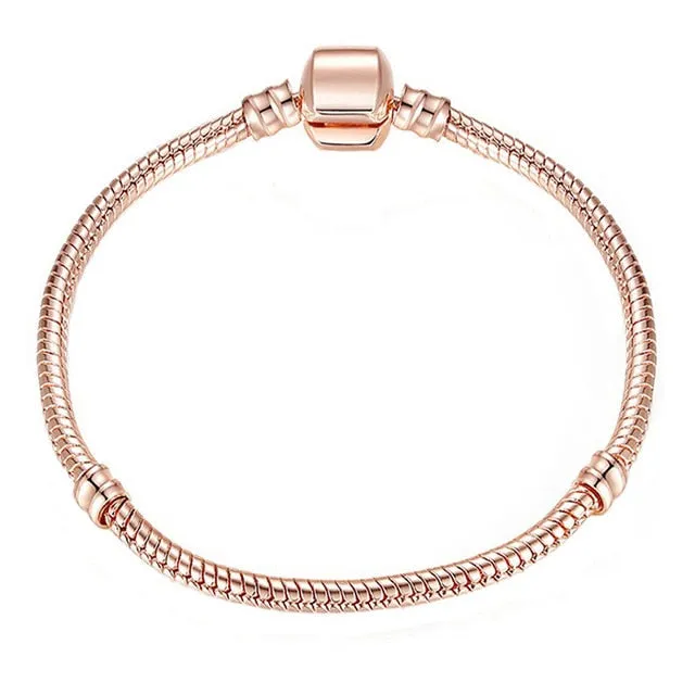 Luxury Bracelet Unique Rose Gold Crystal Charm