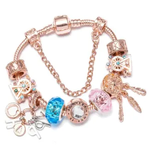 Luxury Bracelet Unique Rose Gold Crystal Charm